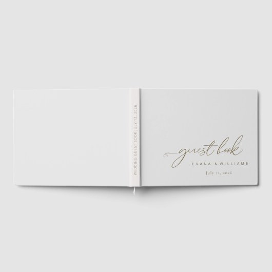Simple minimalist   Ivory Wedding Guest Book ゲストブック (全面)