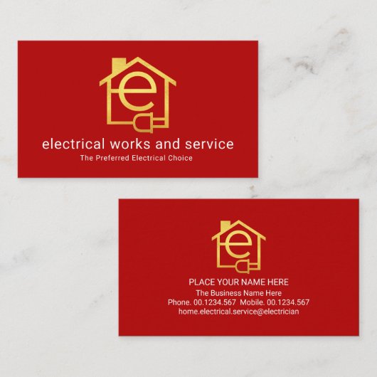 Simple Minimalist Letter-e Home Circuit 名刺 (正面/裏面)