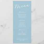 Simple Minimalist Light Blue Menu Card  メニュー (正面)