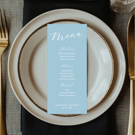 Simple Minimalist Light Blue Menu Card  メニュー