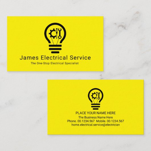 Simple Minimalist Light Bulb Electrician 名刺 (正面/裏面)