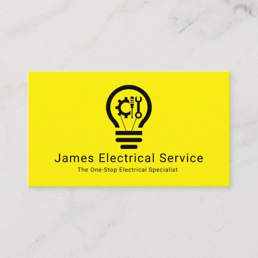 Simple Minimalist Light Bulb Electrician 名刺 (正面)