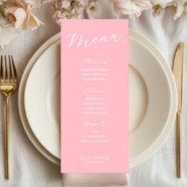 Simple Minimalist Light Pink Menu Card メニュー