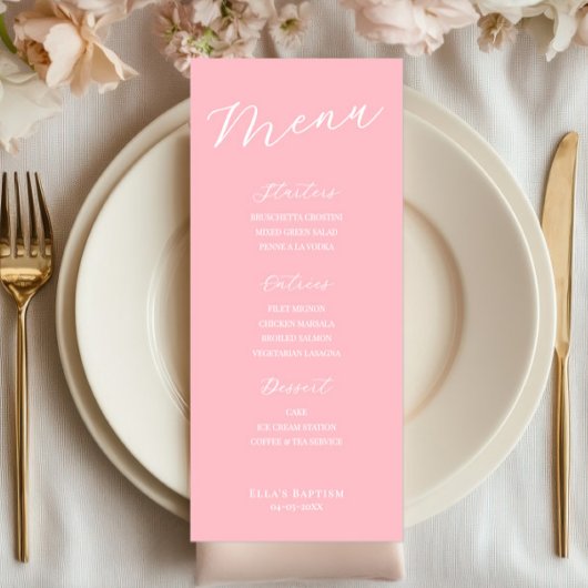 Simple Minimalist Light Pink Menu Card メニュー