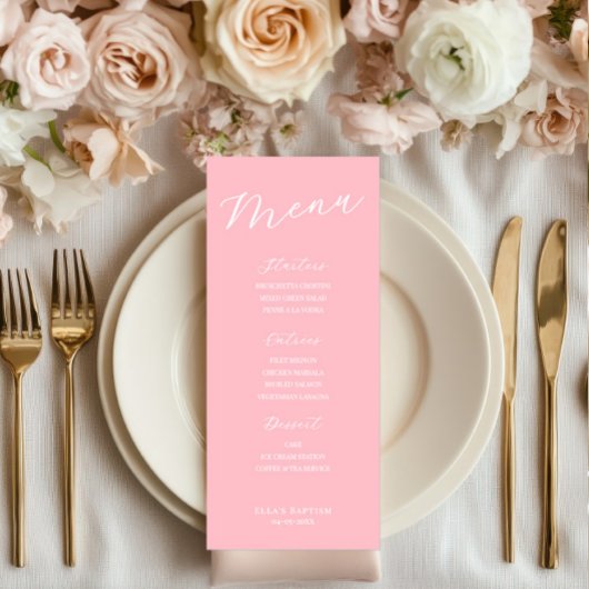 Simple Minimalist Light Pink Menu Card メニュー