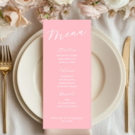 Simple Minimalist Light Pink Menu Card for Wedding メニュー