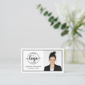 Simple Minimalist Logo & Photo Black White 名刺 (スタンド正面)