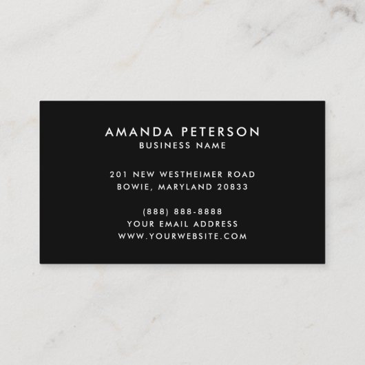 Simple Minimalist Logo & Photo Black White 名刺 (裏面)