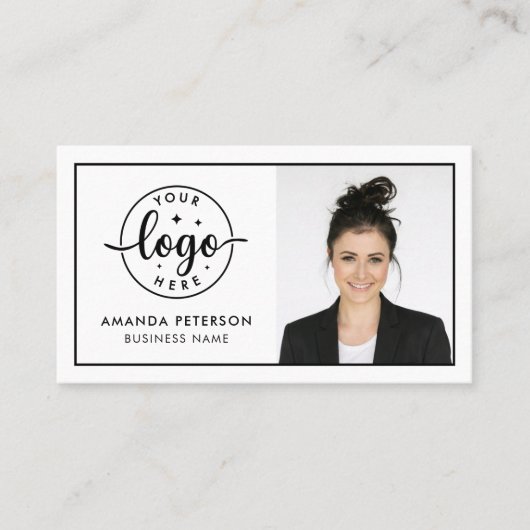 Simple Minimalist Logo & Photo Black White 名刺 (正面)