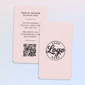 Simple Minimalist Logo QR Code Blush Pink  名刺