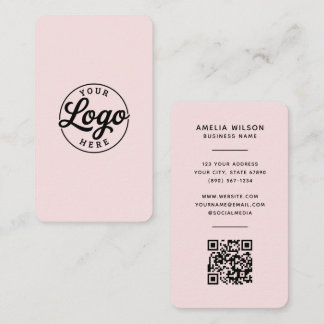 Simple Minimalist Logo QR Code Blush Pink  名刺