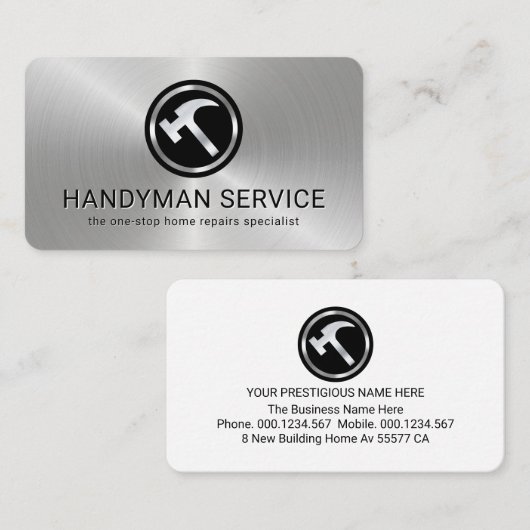 Simple Minimalist Metallic Hammer Layer 名刺 (正面/裏面)