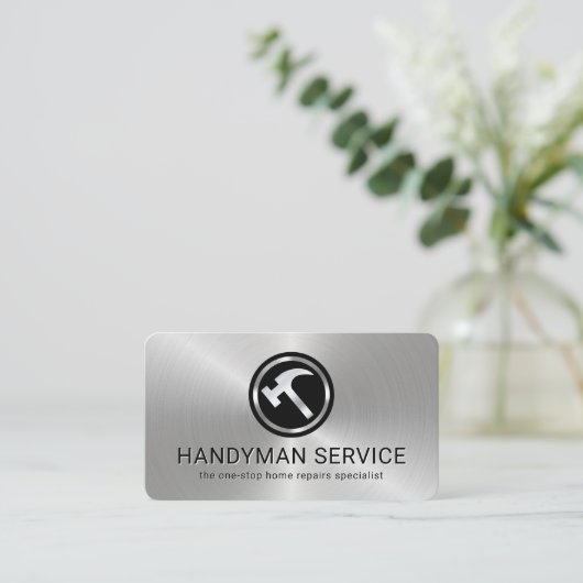 Simple Minimalist Metallic Hammer Layer 名刺 (スタンド正面)