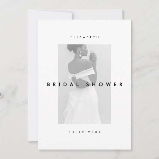 Simple Minimalist Modern Chic Bridal Shower 招待状 (正面)