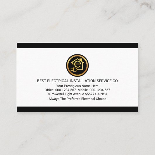 Simple Minimalist Monogram Name Electric 名刺 (裏面)