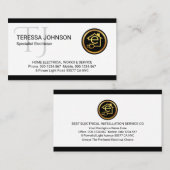 Simple Minimalist Monogram Name Electric 名刺 (正面/裏面)