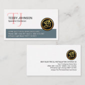 Simple Minimalist Monogram Name Electric 名刺 (正面/裏面)