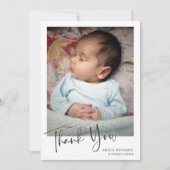 Simple Minimalist Newborn Baby Photo Message サンキューカード (正面)