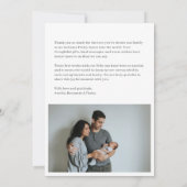 Simple Minimalist Newborn Baby Photo Message サンキューカード (裏面)