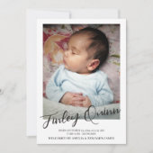 Simple Minimalist Newborn Script Photo 案内状 (正面)