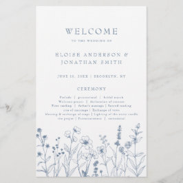 Simple Minimalist Periwinkle boho Wedding Program