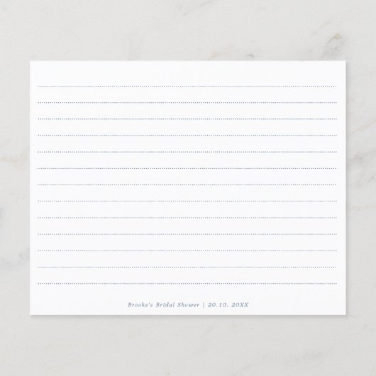 Simple Minimalist Periwinkle  Bridal Shower Recipe (裏面)