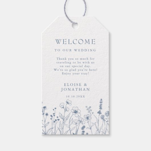 Simple Minimalist Periwinkle Wildflower Wedding ギフトタグ (正面)