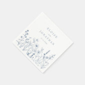 Simple Minimalist Periwinkle Wildflower Wedding スタンダードカクテルナプキン (角)
