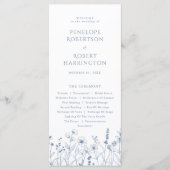 Simple Minimalist Periwinkle Wildflower Wedding プログラム (正面)