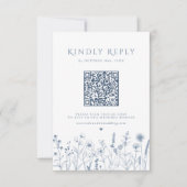 Simple Minimalist Periwinkle Wildflower Wedding 出欠カード (正面)