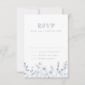 Simple Minimalist Periwinkle Wildflower Wedding RS 出欠カード (正面)