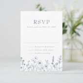 Simple Minimalist Periwinkle Wildflower Wedding RS 出欠カード (スタンド正面)