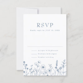 Simple Minimalist Periwinkle Wildflower Wedding RS 出欠カード