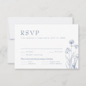 Simple Minimalist Periwinkle Wildflower Wedding RS 出欠カード (正面)
