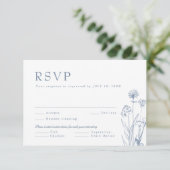Simple Minimalist Periwinkle Wildflower Wedding RS 出欠カード (スタンド正面)