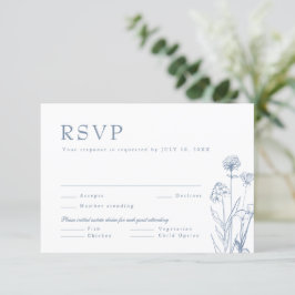 Simple Minimalist Periwinkle Wildflower Wedding RS 出欠カード