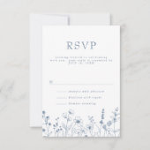 Simple Minimalist Periwinkle Wildflower Wedding RS 出欠カード (正面)
