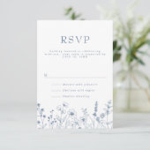 Simple Minimalist Periwinkle Wildflower Wedding RS 出欠カード (スタンド正面)