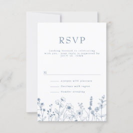 Simple Minimalist Periwinkle Wildflower Wedding RS 出欠カード