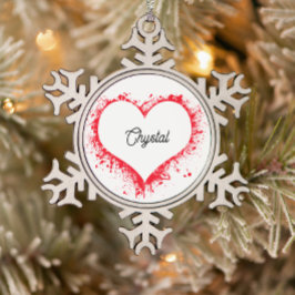 Simple minimalist personalized name スノーフレークピューターオーナメント