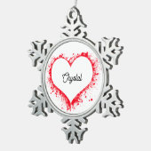 Simple minimalist personalized name スノーフレークピューターオーナメント (右)