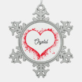 Simple minimalist personalized name スノーフレークピューターオーナメント (正面)