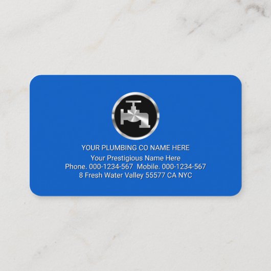 Simple Minimalist Plumber In Blue Layer 名刺 (裏面)