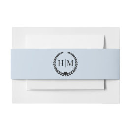 Simple Minimalist Powder Blue Monogram 招待状ベリーバンド