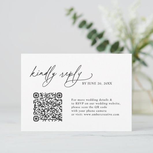 Simple Minimalist QR code Wedding RSVP Cards (スタンド正面)