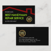 Simple Minimalist Red Roof Handyman Works 名刺 (正面/裏面)