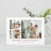Simple Minimalist Red Typography Photo Christmas シーズンカード (スタンド正面)