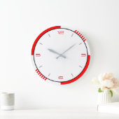 Simple Minimalist Red White and Black ラージ壁時計 (ホーム)