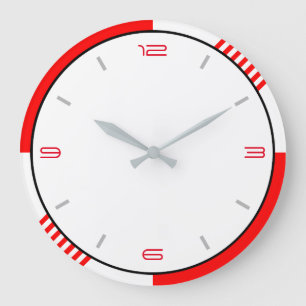 Simple Minimalist Red White and Black ラージ壁時計