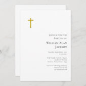 Simple Minimalist Roman Catholic Baptism 招待状 (正面/裏面)
